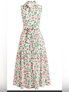 115) JCrew Cotton Strawberry Maxi Dress 
Size 14